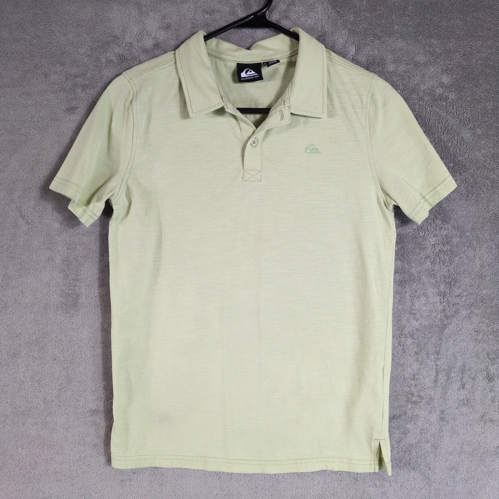 Quiksilver Boys Large  Lime Green Short Sleeve Slub‎ Knit Polo Shirt
